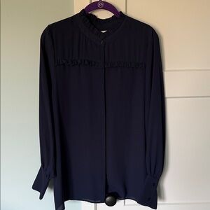 Evy's Tree Navy Ruffled Blouse